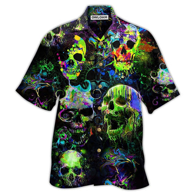 Hawaiian Shirt / Adults / S Skull Green Color Splash - Hawaiian Shirt - Owls Matrix LTD