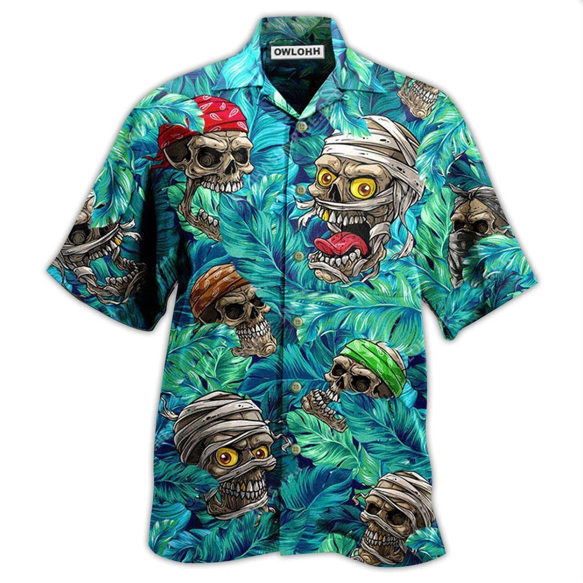 Hawaiian Shirt / Adults / S Skull Hide And Seek Tropical Leaf - Hawaiian Shirt - Owls Matrix LTD