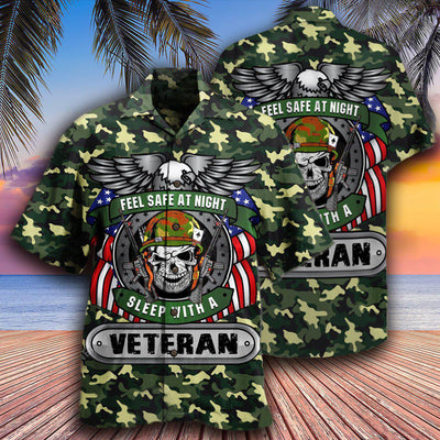 Veteran Feel Safe At Night Sleep With A Veteran - Hawaiian Shirt - Owls Matrix LTD