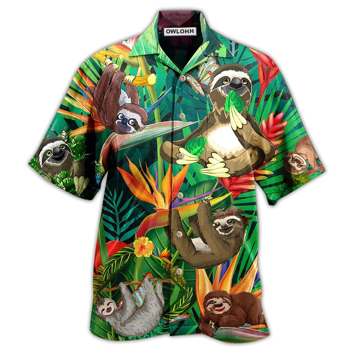 Hawaiian Shirt / Adults / S Sloth Happiness All Day - Hawaiian Shirt - Owls Matrix LTD
