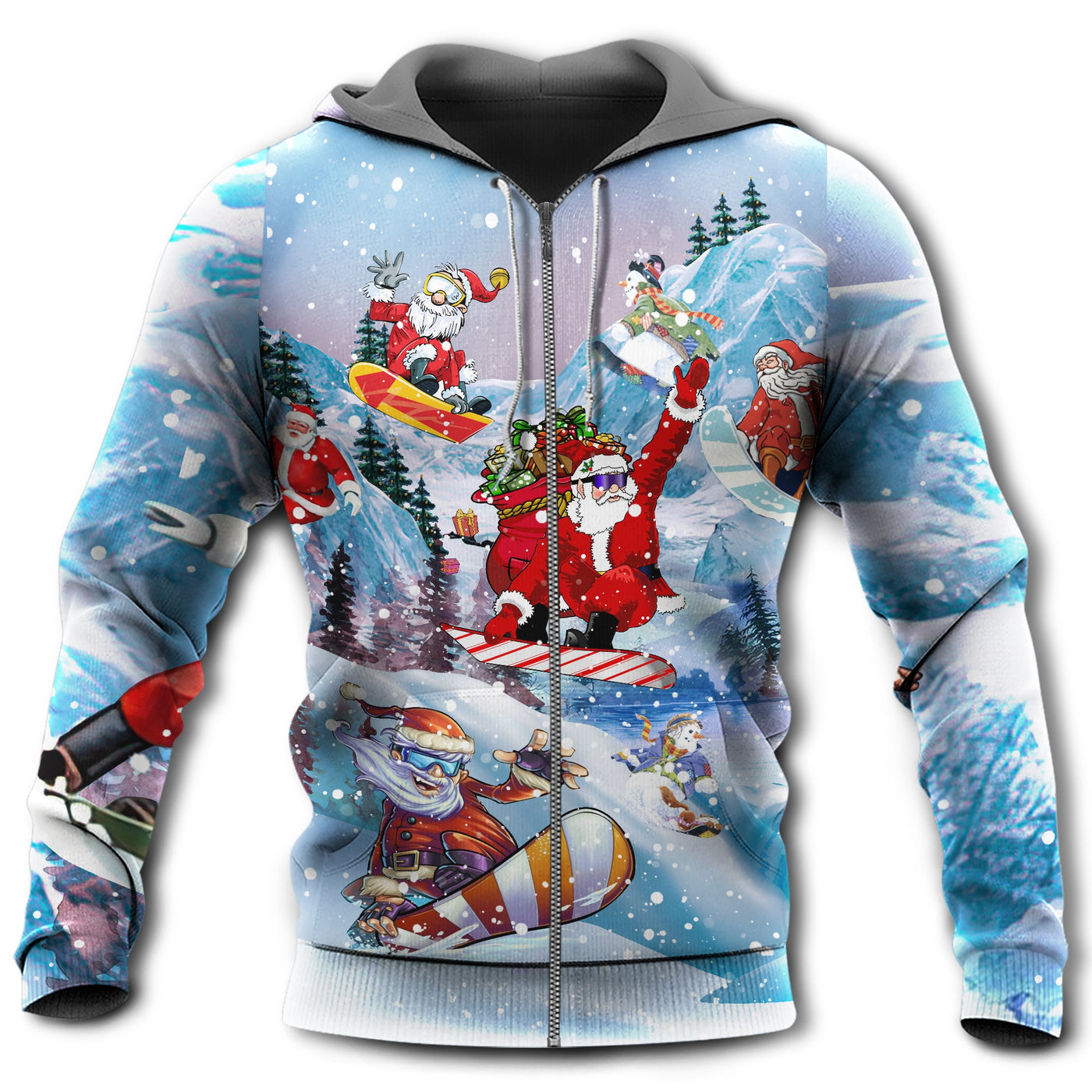Zip Hoodie / S Snowboarding Christmas Close To Heaven Down To Earth - Hoodie - Owls Matrix LTD