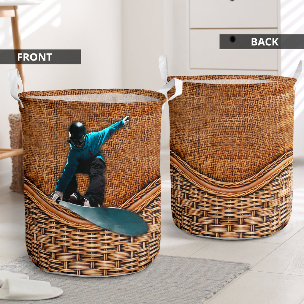 Snowboarding Rattan Teaxture Style - Laundry Basket - Owls Matrix LTD