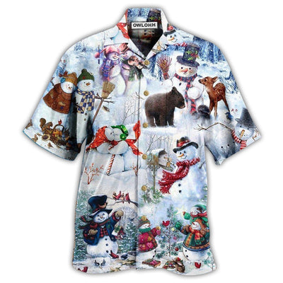Hawaiian Shirt / Adults / S Snowman The World Changes When Its Snows - Hawaiian Shirt - Owls Matrix LTD