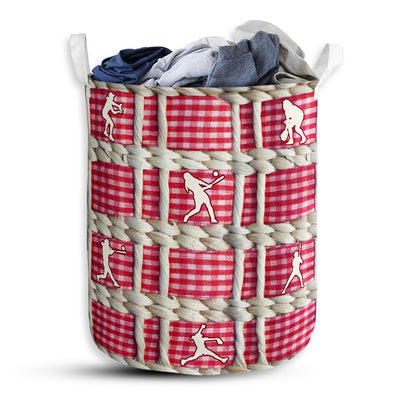 Softball Embroidery Rattan Style - Laundry Basket - Owls Matrix LTD