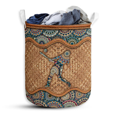 Softball Rattan Mandala Simple - Laundry Basket - Owls Matrix LTD