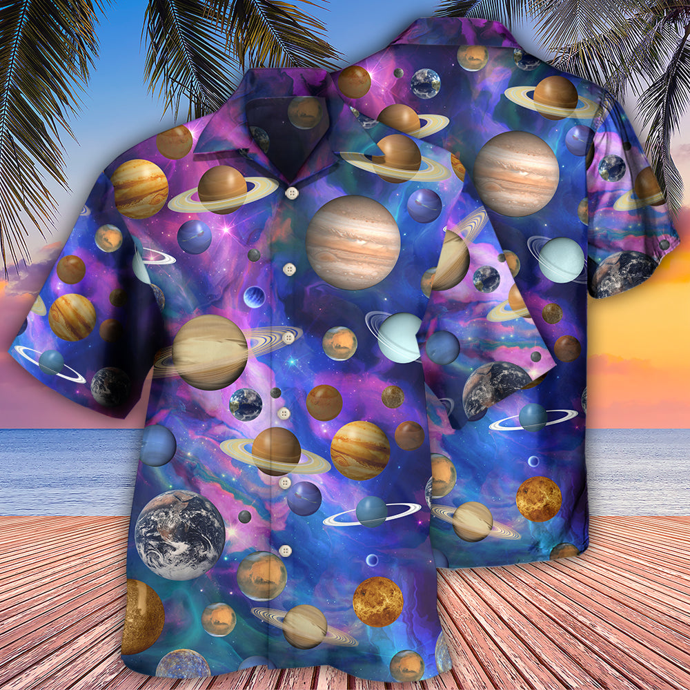 Planet Solar System Galaxy Style - Hawaiian Shirt - Owls Matrix LTD