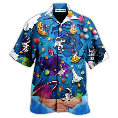 Hawaiian Shirt / Adults / S Spaceship Fly To Galaxy - Hawaiian Shirt - Owls Matrix LTD