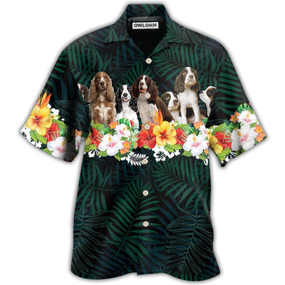 Hawaiian Shirt / Adults / S Springer Spaniel Dog Green Tropical Floral - Hawaiian Shirt - Owls Matrix LTD
