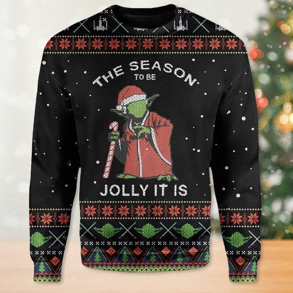 Christmas Star Wars Santa Yoda This Season To Be Jolly It Is - Sweater - Ugly Christmas Sweaters