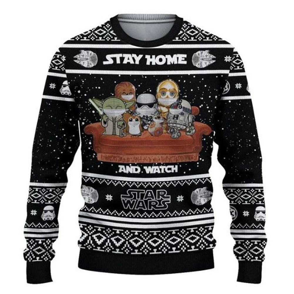 Christmas Star Wars Stay Home and Watch Star Wars Movies - Sweater - Ugly Christmas Sweaters