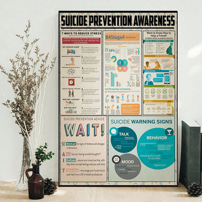 Suicide Prevention Awareness Simple - Vertical Poster - Owls Matrix LTD