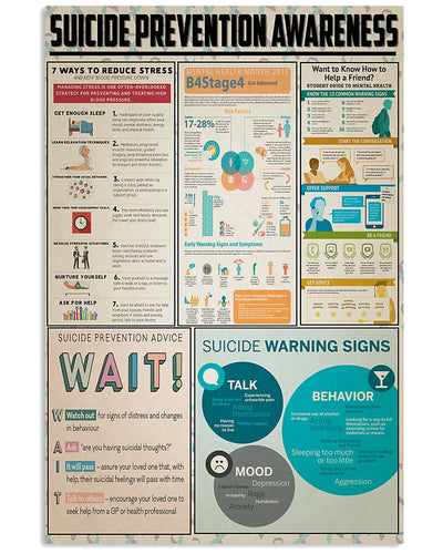 12x18 Inch Suicide Prevention Awareness Simple - Vertical Poster - Owls Matrix LTD