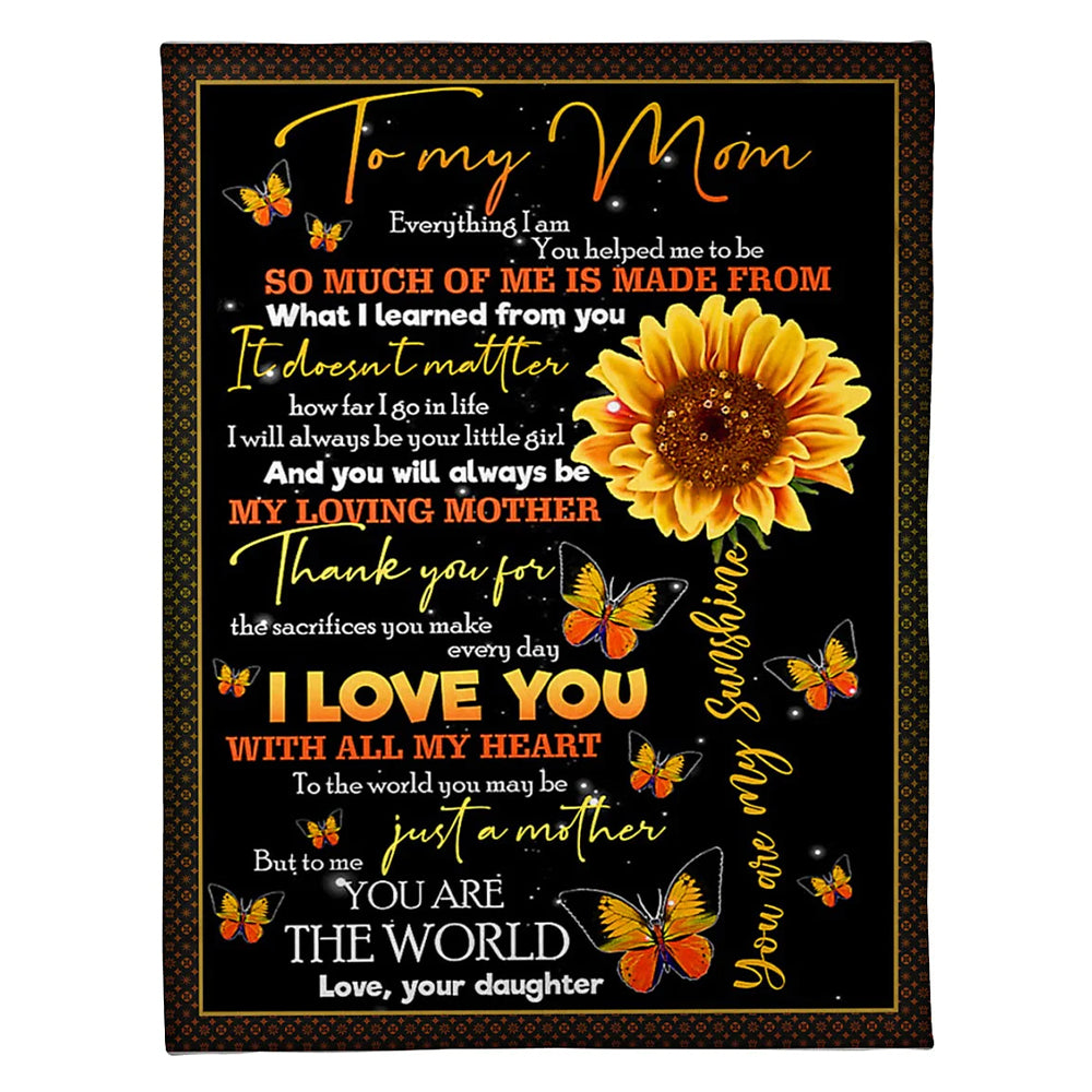 50" x 60" Sunflower Fleecee To My Mom - Flannel Blanket - Owls Matrix LTD