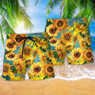 Sunflower Is Peace Life Yellow Color - Beach Short - Owls Matrix LTD