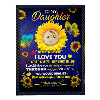 50" x 60" Sunflower Never Forget I Love U Mom To Daughter Style - Flannel Blanket - Owls Matrix LTD