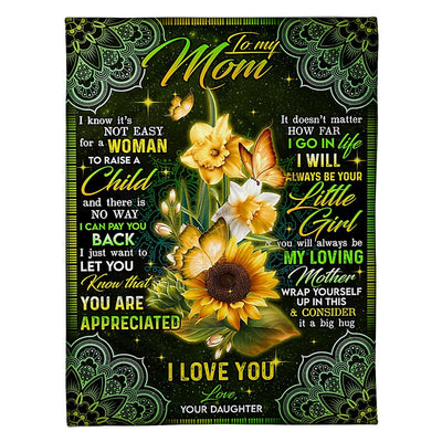 50" x 60" Sunflower Will Always Be The Greatest Mom - Flannel Blanket - Owls Matrix LTD