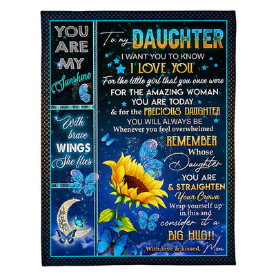 50" x 60" Sunflower Butterfly It A Big Hug Lovely Gift For Daughter - Flannel Blanket - Owls Matrix LTD