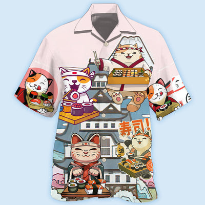 Cat Sushi Lovely - Hawaiian Shirt - Owls Matrix LTD
