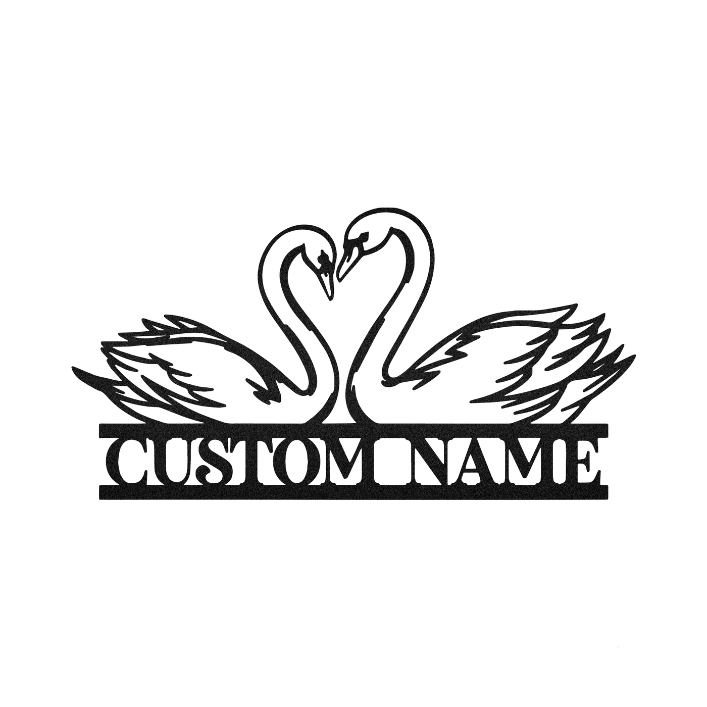 Swan Couple Romantic Swans Personalized - Two Colours Led Lights Metal - Owls Matrix LTD