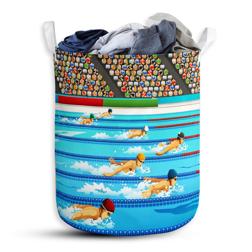 Swimming Race Colorful Style - Laundry basket - Owls Matrix LTD