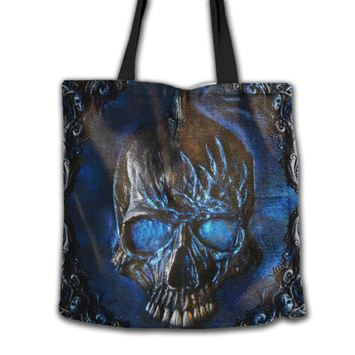 16''x16'' Skull Blue Scary Skull - Tote Bag - Owls Matrix LTD