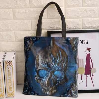 Skull Blue Scary Skull - Tote Bag - Owls Matrix LTD
