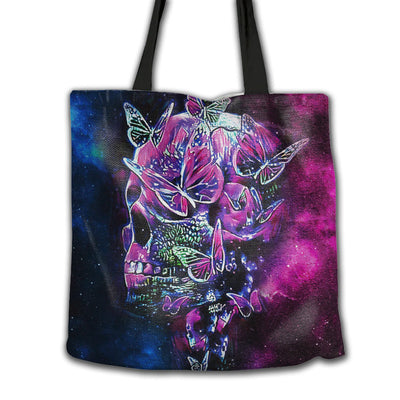 16''x16'' Skull Galaxy Skull And Butterfly - Tote Bag - Owls Matrix LTD