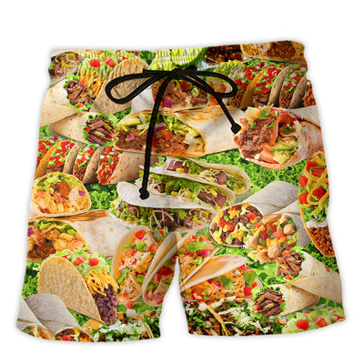 Beach Short / Adults / S Food Lover Tacos My Love Is For Tacos - Beach Short - Owls Matrix LTD