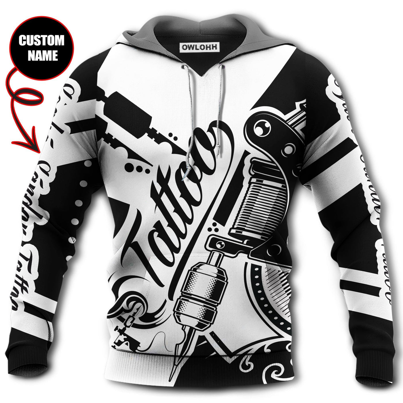 Unisex Hoodie / S Tattoo Black And White Classic Style Personalized - Hoodie - Owls Matrix LTD