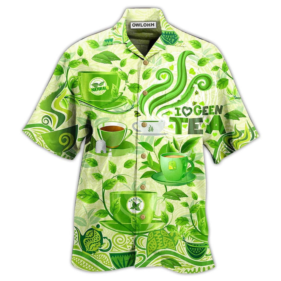 Hawaiian Shirt / Adults / S Tea Love Green Tea - Hawaiian Shirt - Owls Matrix LTD