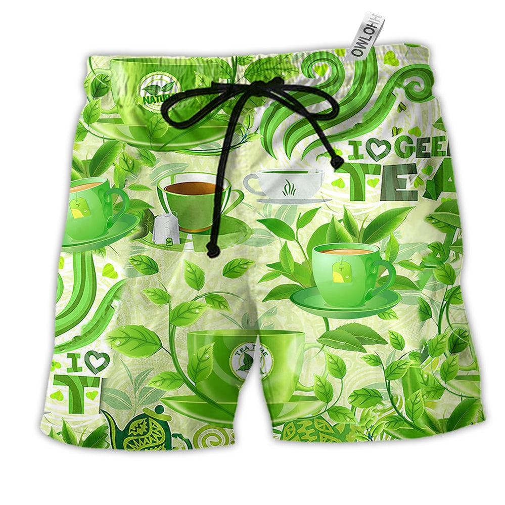 Beach Short / Adults / S Tea Love Green Tea So Cool - Beach Short - Owls Matrix LTD