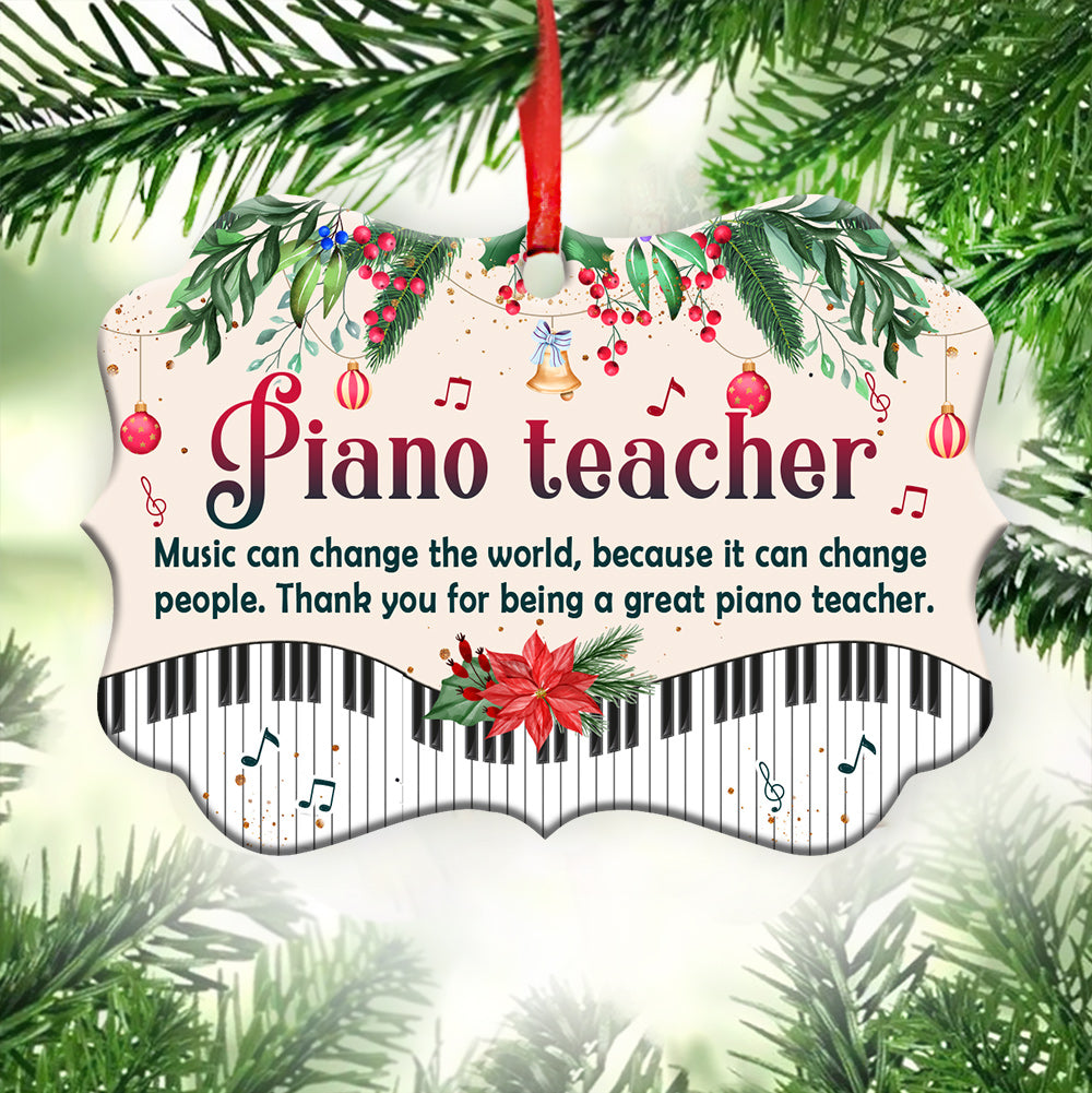Teacher Gift Piano Teacher - Horizontal Ornament - Owls Matrix LTD