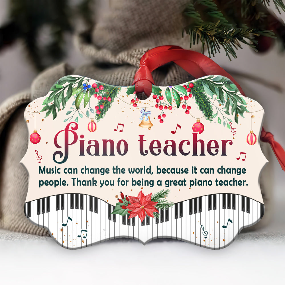Teacher Gift Piano Teacher - Horizontal Ornament - Owls Matrix LTD