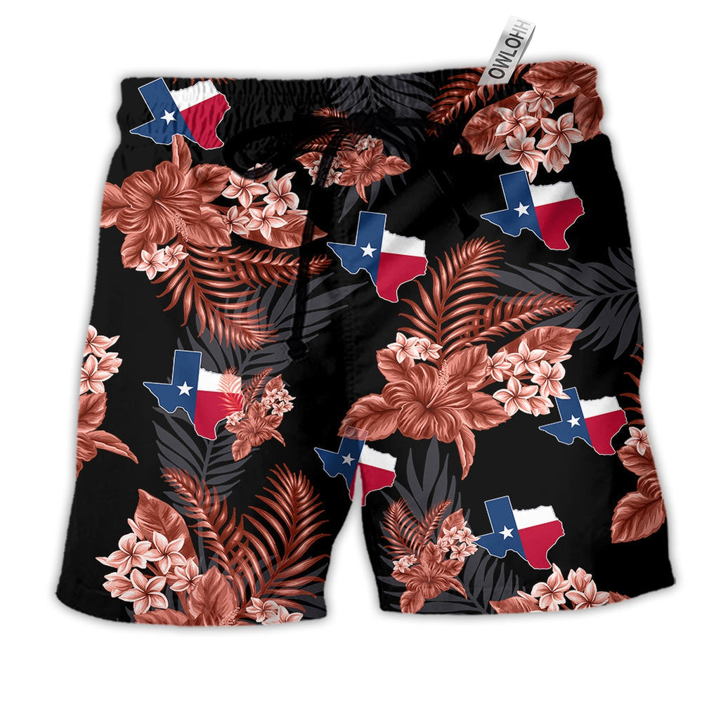 Beach Short / Adults / S Texas Peace Life Style Tropical Floral - Beach Short - Owls Matrix LTD