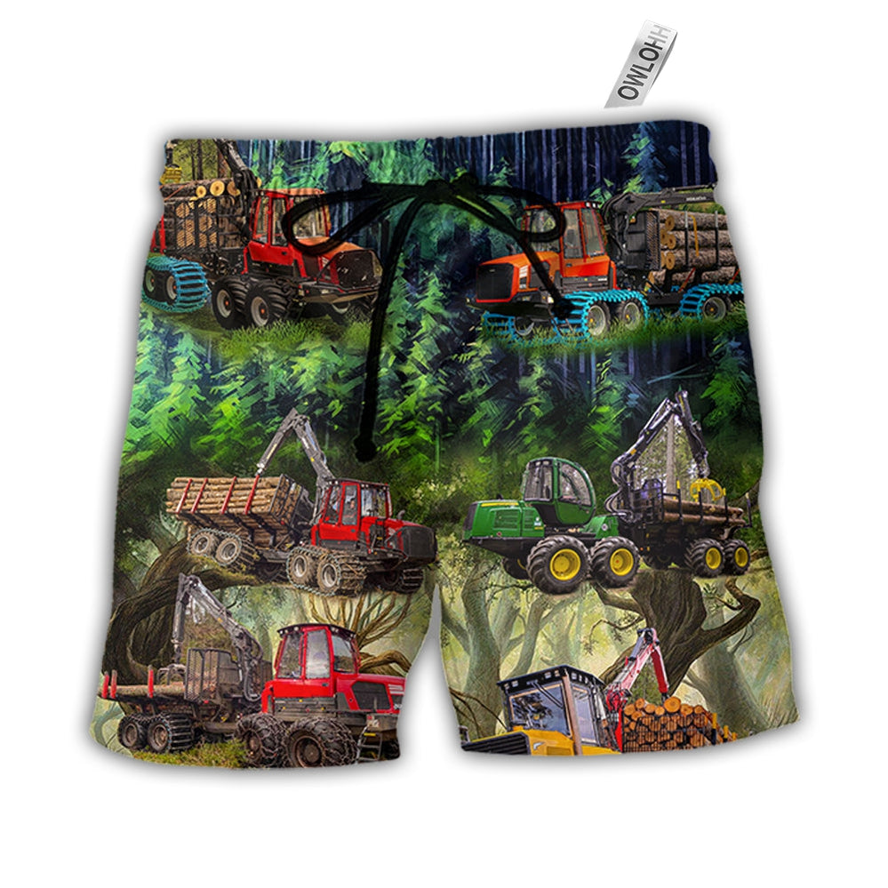 Beach Short / Adults / S Tractor The Woods Are Calling And I Must Go Style - Beach Short - Owls Matrix LTD