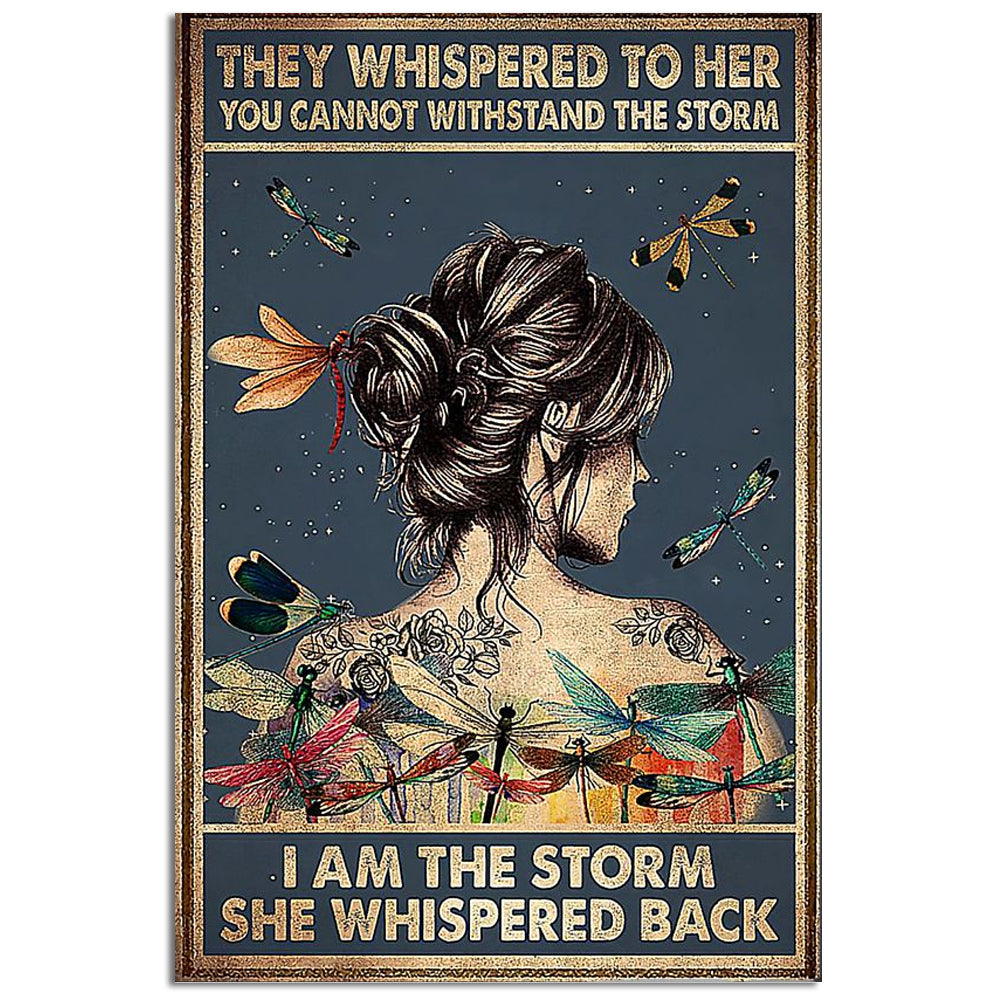 12x18 Inch Dragonfly Lover They Whispered To Her - Vertical Poster - Owls Matrix LTD