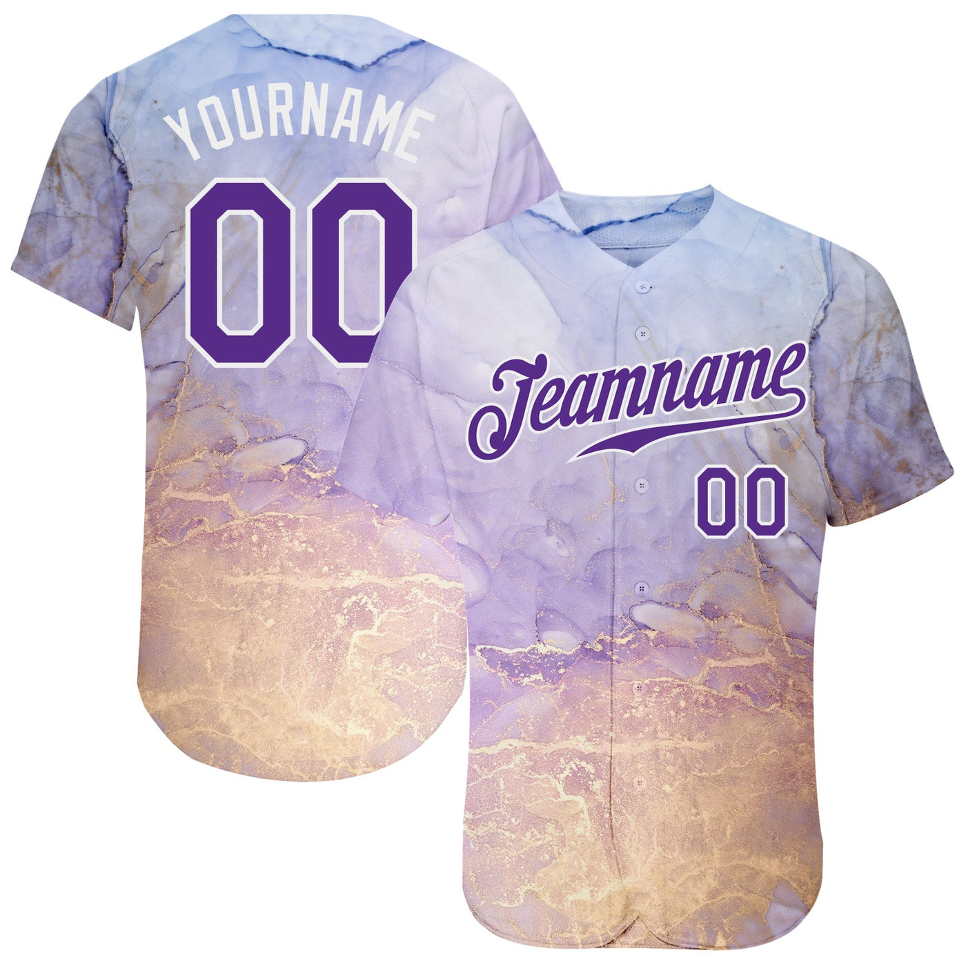 Custom Tie Dye Purple-White 3D Authentic Baseball Jersey - Owls Matrix LTD