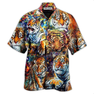 Hawaiian Shirt / Adults / S Tiger Eyes Of The Tiger - Hawaiian Shirt - Owls Matrix LTD