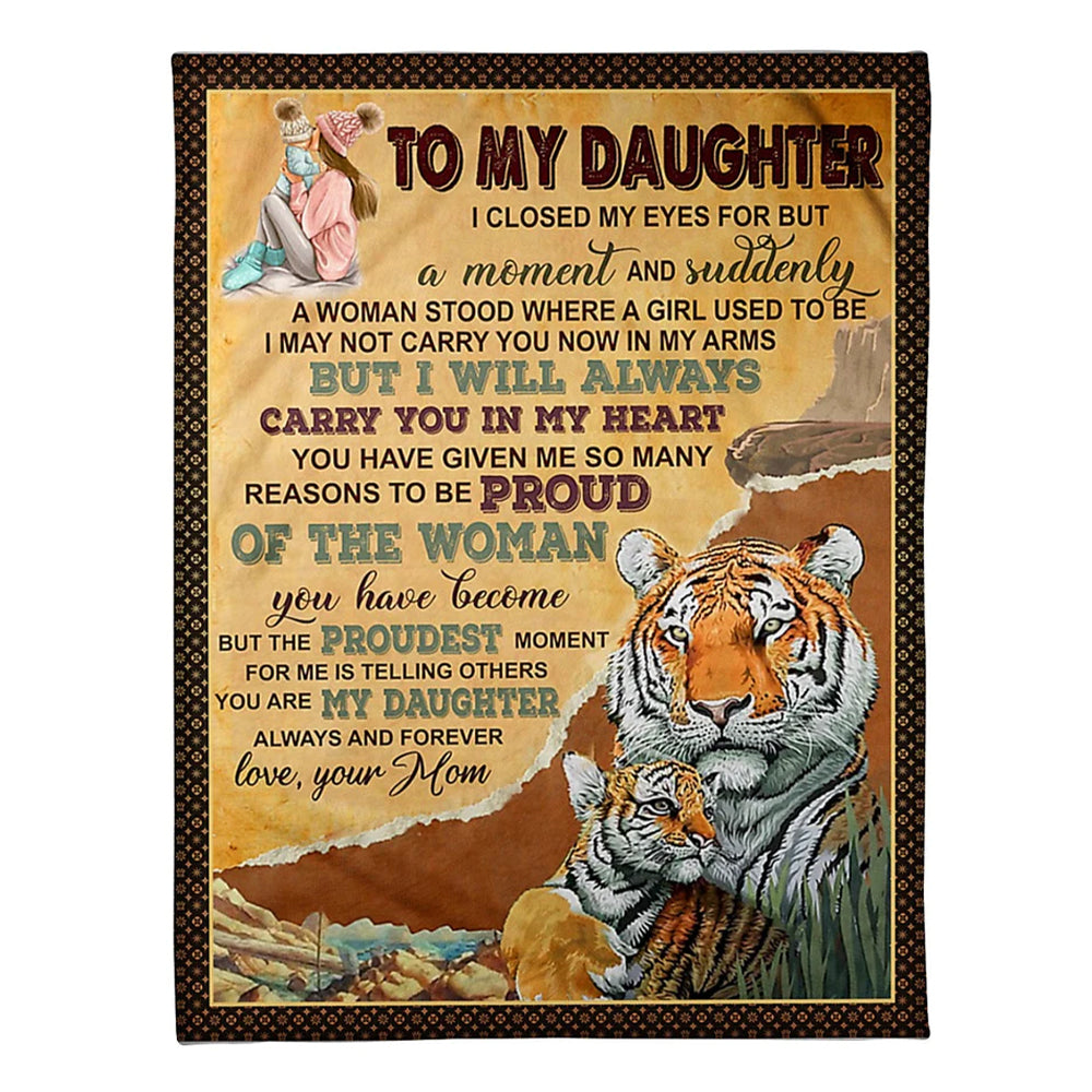 50" x 60" Tiger I Will Always Carry You Great Gift For Daughter - Flannel Blanket - Owls Matrix LTD