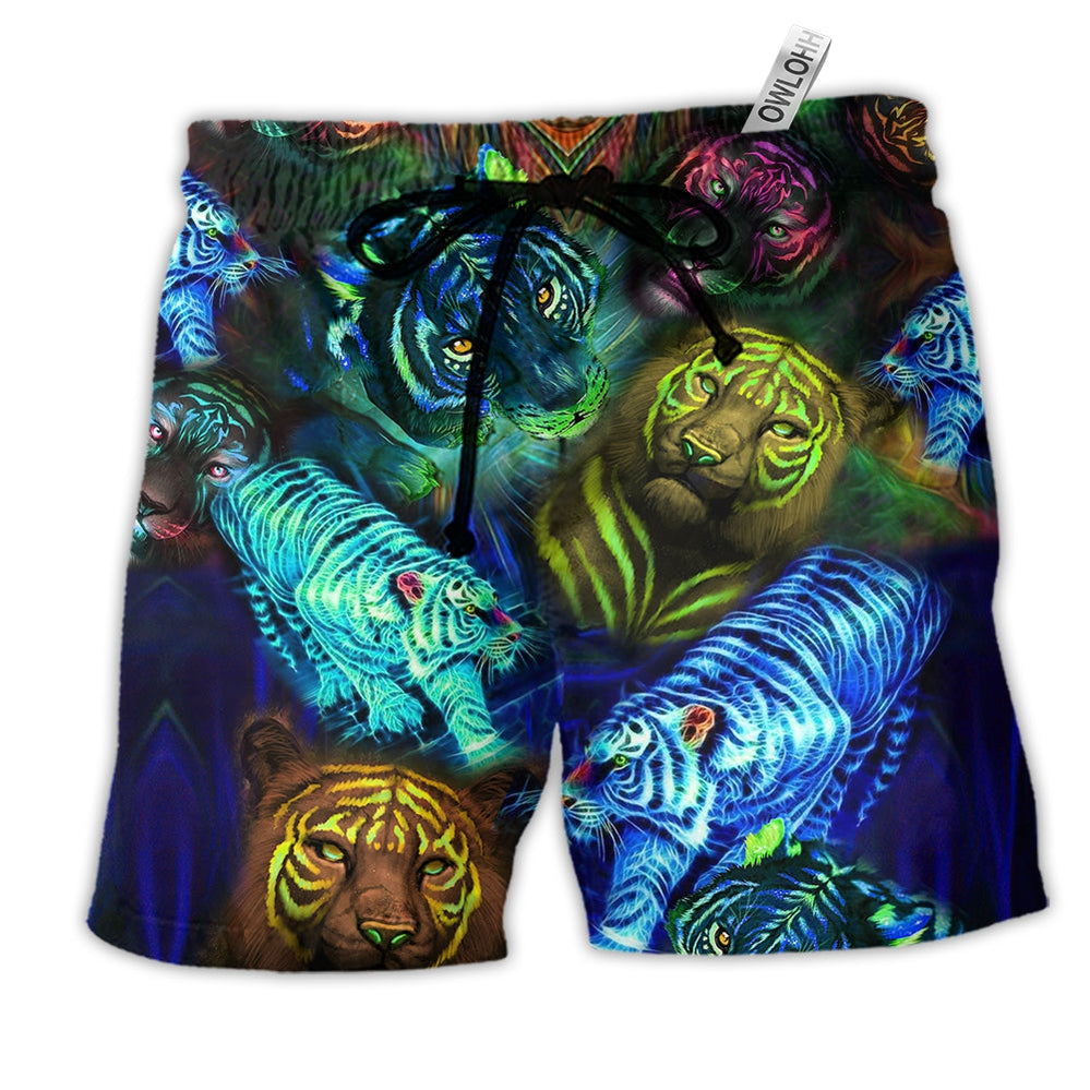 Beach Short / Adults / S Tiger Powerful Neon Color - Beach Short - Owls Matrix LTD