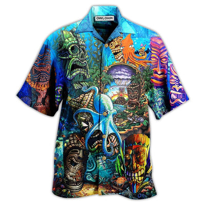 Hawaiian Shirt / Adults / S Tiki And Ocean - Hawaiian Shirt - Owls Matrix LTD