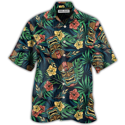 Hawaiian Shirt / Adults / S Tiki Hawaii Tropical Leaf Style - Hawaiian Shirt - Owls Matrix LTD