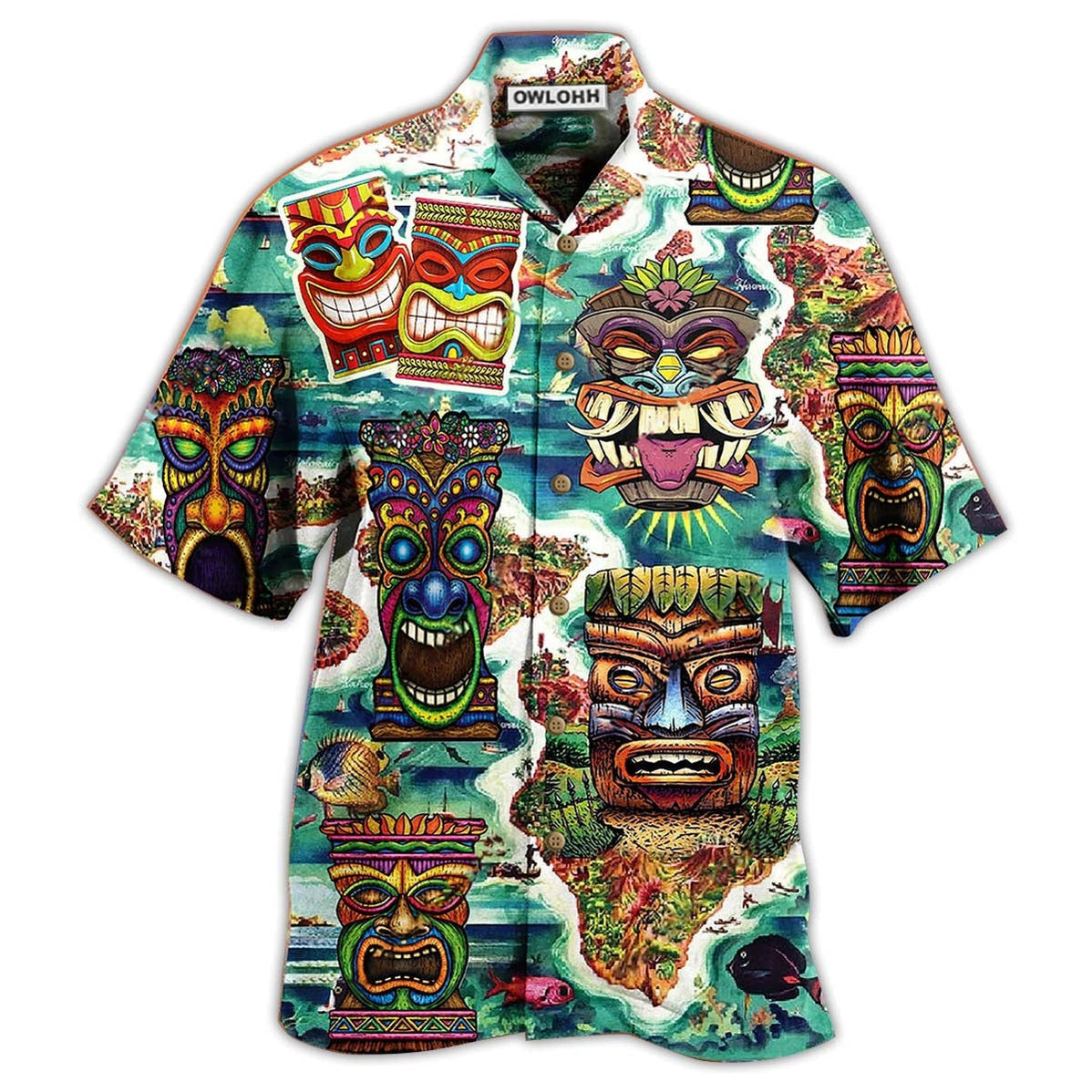 Hawaiian Shirt / Adults / S Tiki Keep Saying Aloha Tiki Hawaii - Hawaiian Shirt - Owls Matrix LTD