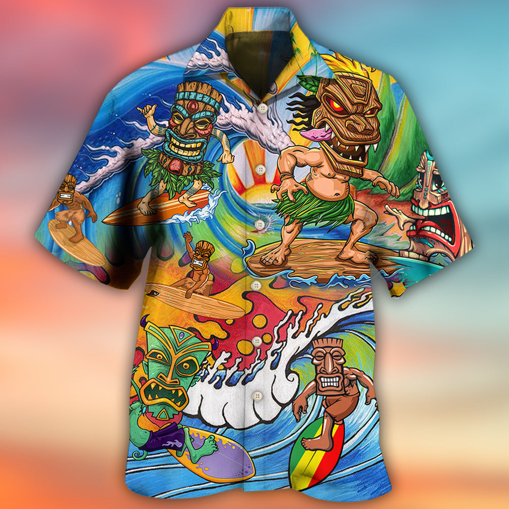 Tiki Surfing Style With Pretty Painting - Hawaiian Shirt - Owls Matrix LTD