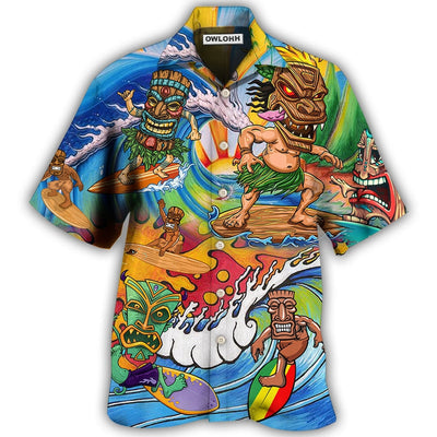 Hawaiian Shirt / Adults / S Tiki Surfing Style With Pretty Painting - Hawaiian Shirt - Owls Matrix LTD