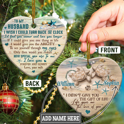 Pack 1 Turtle Husband A Beautiful Gift To My Husband Personalized - Heart Ornament - Owls Matrix LTD