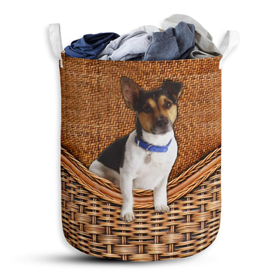 Toy Fox Terrier Dog Rattan Texture - Laundry Basket - Owls Matrix LTD