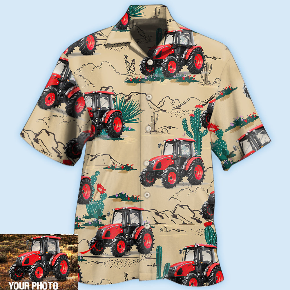 Tractor On The Desert Basic Style Custom Photo - Hawaiian Shirt - Owls Matrix LTD