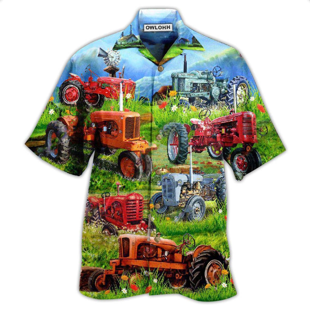 Hawaiian Shirt / Adults / S Tractor Real Men Drive Tractors - Hawaiian Shirt - Owls Matrix LTD
