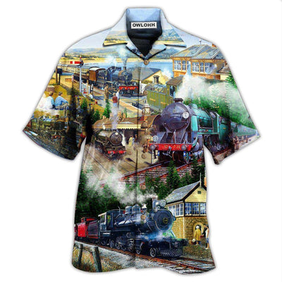 Hawaiian Shirt / Adults / S Train Life Is The Train Not The Station - Hawaiian Shirt - Owls Matrix LTD